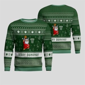 2025 Christmas Merry Dunkmas Basketball Ugly Sweater 1