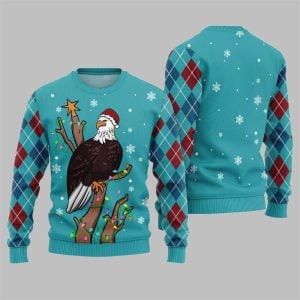 Eagle With Christmas Hat Ugly Sweater 2025 Christmas 1