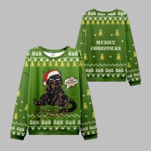 2025 Christmas Naughty Black Cat Ugly Sweater 1 1