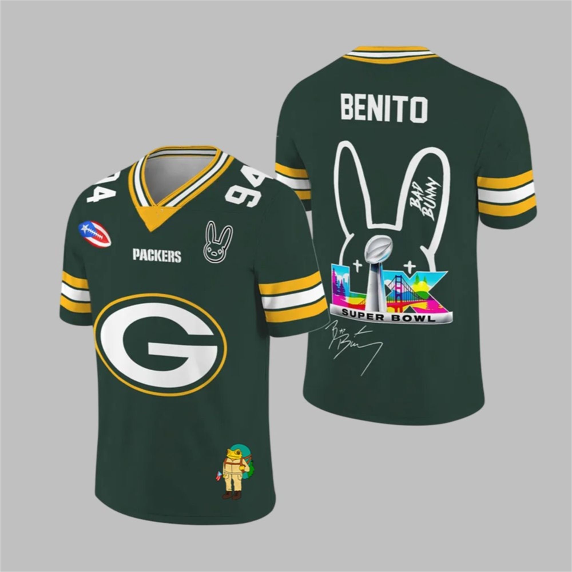 Packers Bad Bunny Bowl LX 2025 2026 Jersey 1 1 Packers Bad Bunny Bowl LX 2025 2026 Jersey 1 1