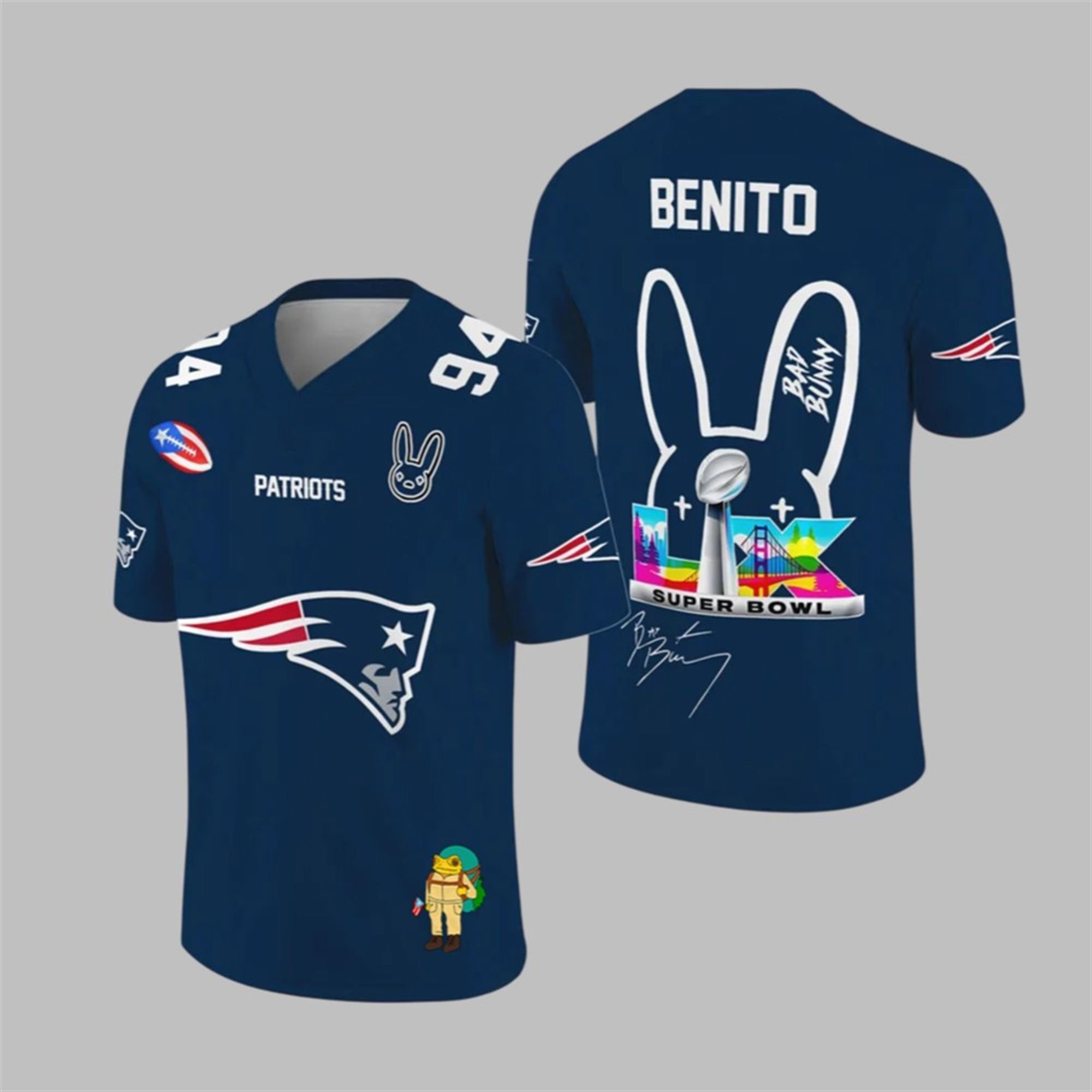 Patriots Bad Bunny Bowl LX 2025 2026 Jersey 1 1 Patriots Bad Bunny Bowl LX 2025 2026 Jersey 1 1