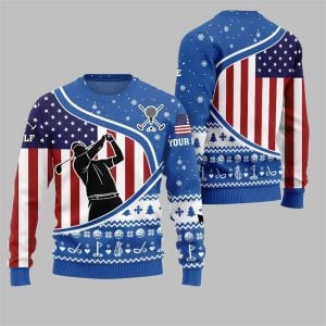 2025 Christmas USA Flag Golf Ugly Christmas Sweater 5