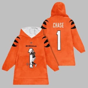 2025 Bengals Chase 1 Blanket Hoodie 1