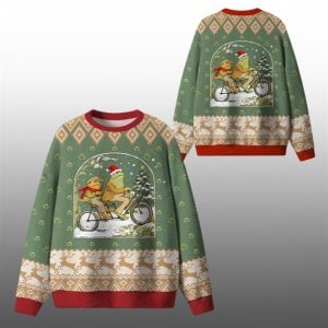 2026 Christmas Frog Reading Ugly Sweater 1 1
