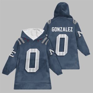 2025 Gonzalez 0 New England Football Blanket Hoodie 1