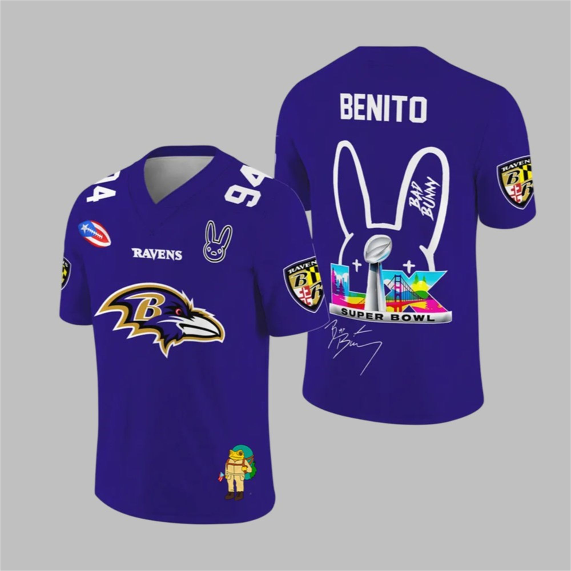 Ravens Bad Bunny Bowl LX 2025 2026 Jersey 1 1 Ravens Bad Bunny Bowl LX 2025 2026 Jersey 1 1