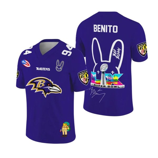 Ravens Bad Bunny Bowl LX 2025 2026 Jersey 1 2