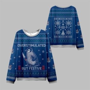 Penguin Overstimulated but Festive Ugly Sweater 2025 Christmas 1 1