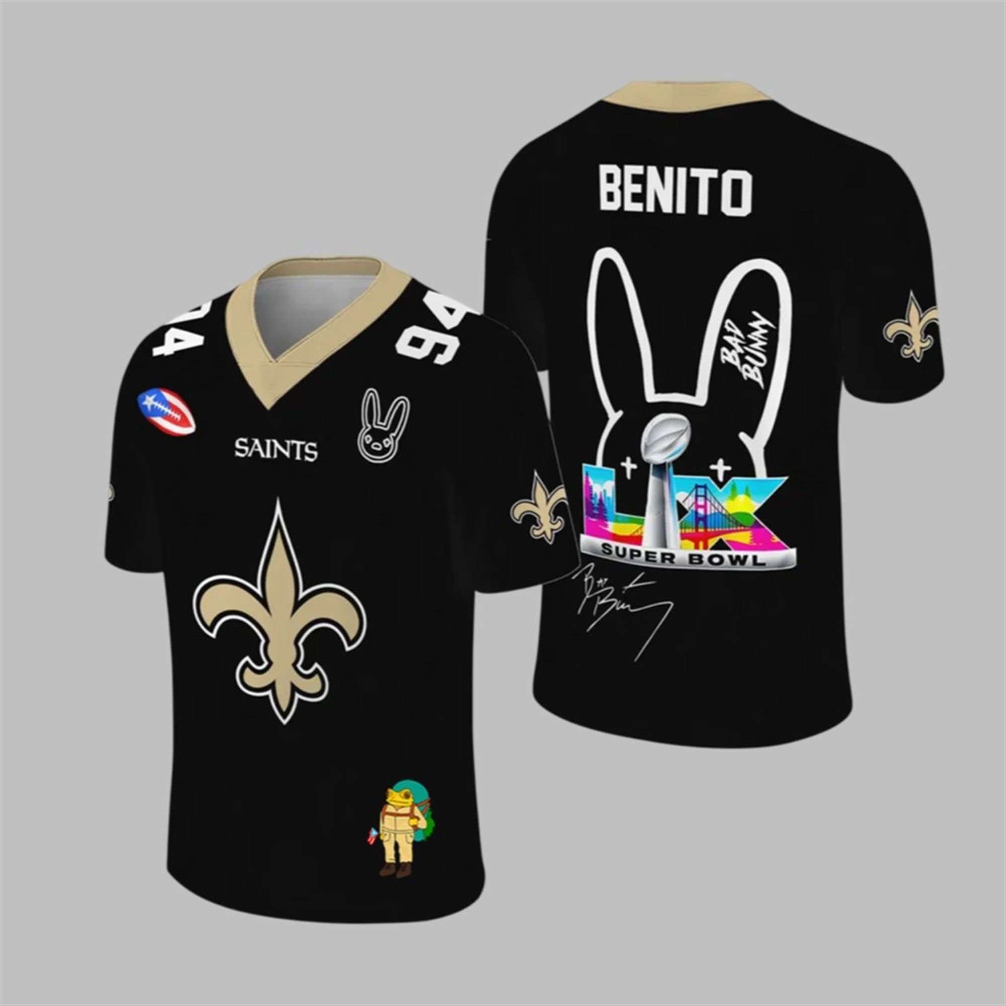 Saints Bad Bunny Bowl LX 2025 2026 Jersey 1 1 Saints Bad Bunny Bowl LX 2025 2026 Jersey 1 1