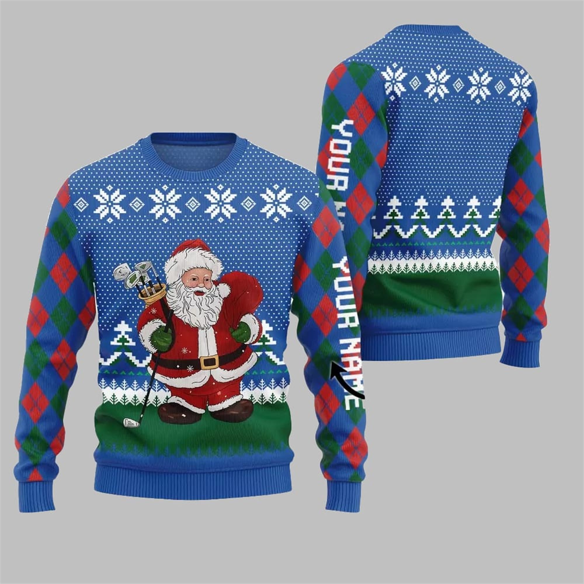 Santa Playing Golf Ugly Sweater 2025 Christmas Santa Playing Golf Ugly Sweater 2025 Christmas