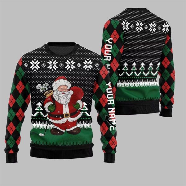 Santa Playing Golf Ugly Christmas Sweater 2025 Christmas 2
