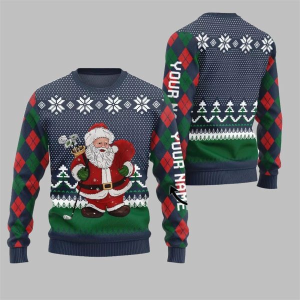 Santa Playing Golf Ugly Christmas Sweater 2025 Christmas 3