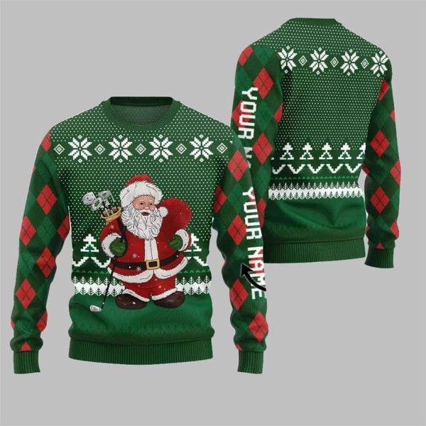 Santa Playing Golf Ugly Christmas Sweater 2025 Christmas 4