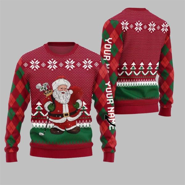 Santa Playing Golf Ugly Christmas Sweater 2025 Christmas 5