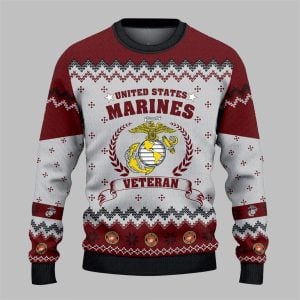 2025 Christmas US Marine Veteran Ugly Sweater 1