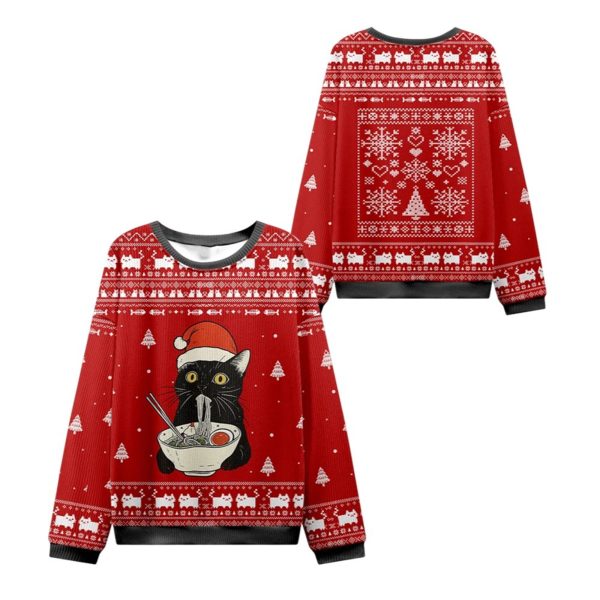 Taking a Cat to Eat Ramen Ugly Sweater 2025 Christmas 1 2