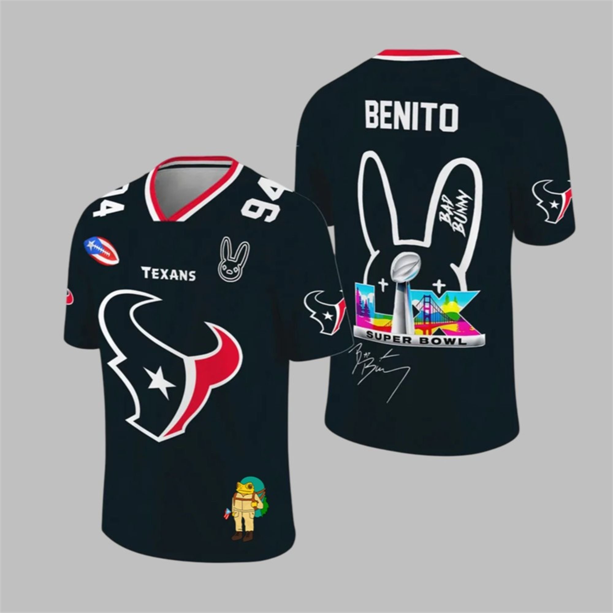 Texans Bad Bunny Bowl LX 2025 2026 Jersey 1 1 Texans Bad Bunny Bowl LX 2025 2026 Jersey 1 1