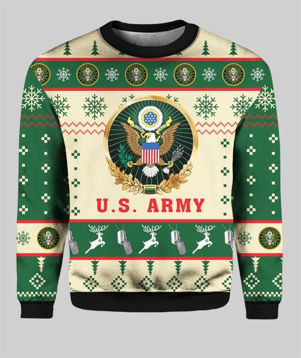 US Army Proudly Served Veterans Ugly Christmas Sweater 2