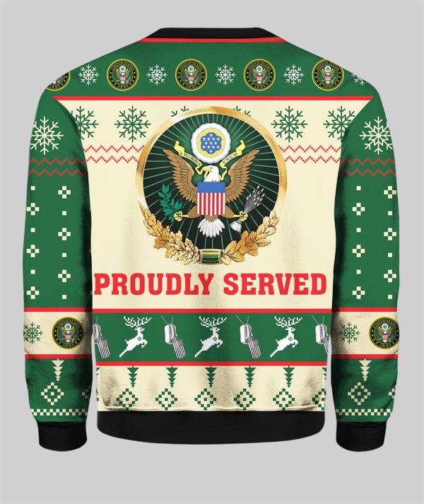 US Army Proudly Served Veterans Ugly Christmas Sweater 3