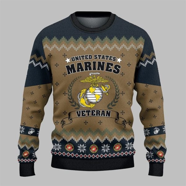 US Marine Veteran Ugly Sweater 2025 Christmas 1