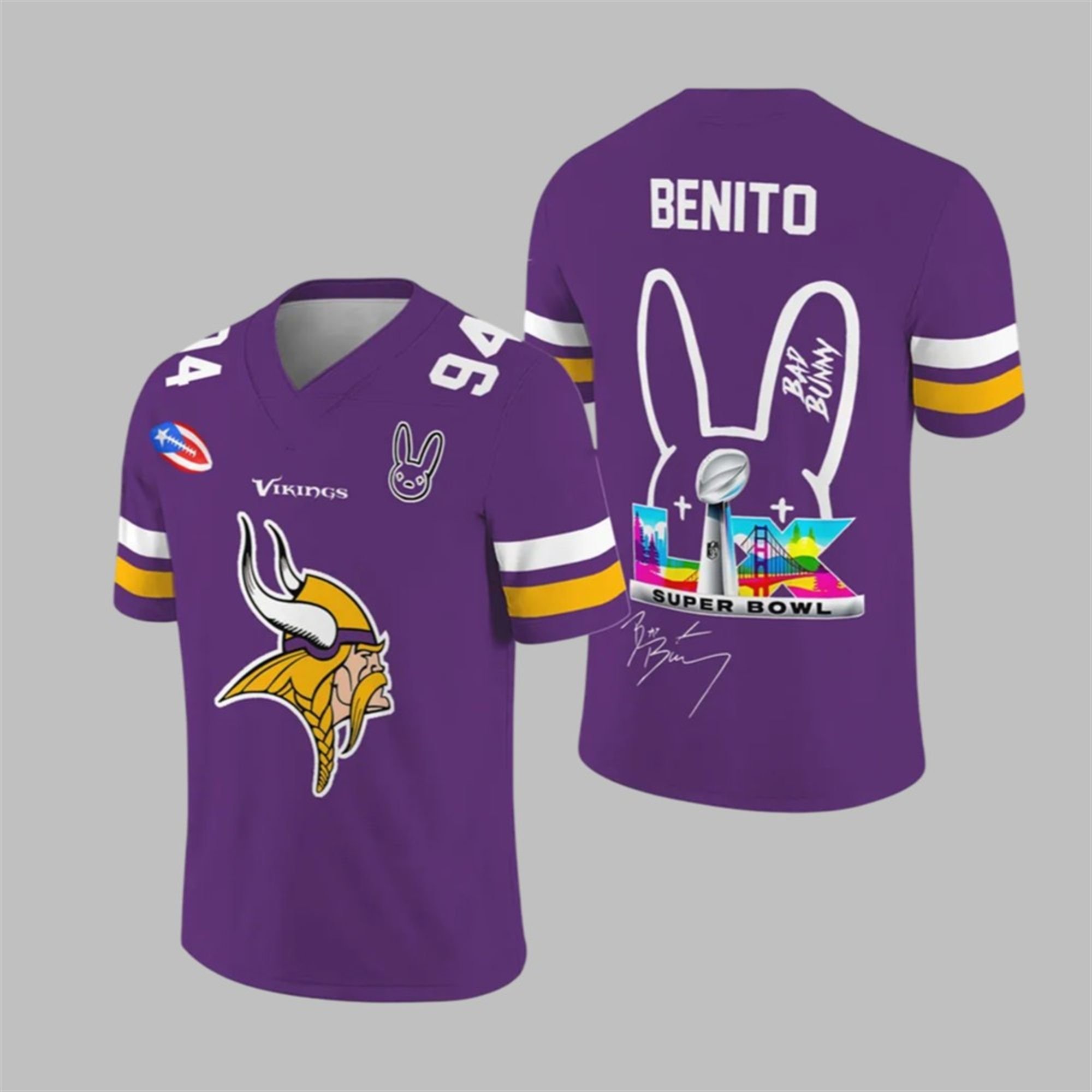 Vikings Bad Bunny Bowl LX 2025 2026 Jersey 1 1 Vikings Bad Bunny Bowl LX 2025 2026 Jersey 1 1
