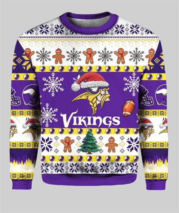 Vikings They Not Like Us Ugly Christmas Sweater 2