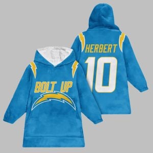 2025 Rams Bolt Up Herbert 10 Blanket Hoodie 2