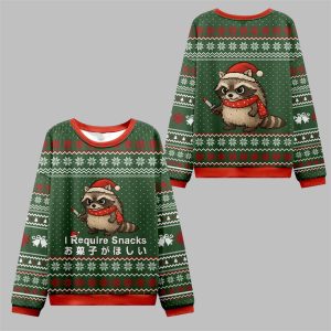 2025 Christmas Raccoons Need Snacks Ugly Sweater 0