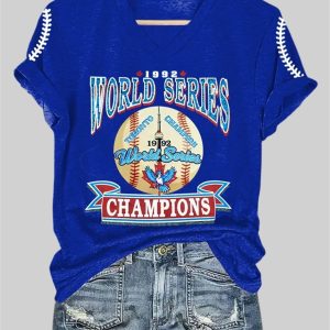 Women's Blue Jays 1992 World Series Champions Printed Casual T-Shirt