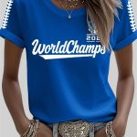 Women's Blue Jays 2025 World Champs Printed Round Neck T-Shirt