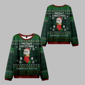 2025 Christmas Meowy & Grumpy Festive Ugly Sweater