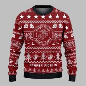 2025 Christmas Marine Corps Semper Fidelis Ugly Sweater 1