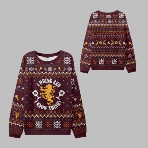 2025 Christmas Drink Know Things Ugly Sweater 1 1