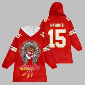 2025 Chiefs Native Mahomes 15 Blanket Hoodie 1