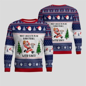 2025 Christmas Most Likely To Play Basketball With Santa Ugly Sweater 1