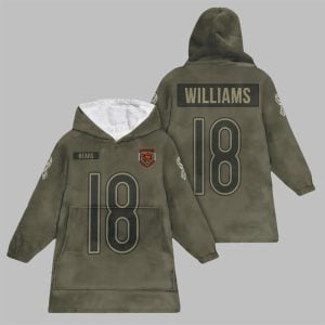 2025 Williams 18 Bears Football Blanket Hoodie 1