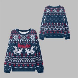 2025 Christmas Ho Ho Ho Reindeer Ugly Sweater 1 1