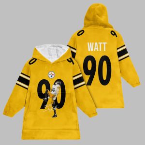 2025 TJ Watt 9 Pittsburgh Blanket Hoodie 1