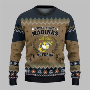 US Marine Veteran Ugly Sweater 2025 Christmas 1
