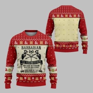 2025 Christmas DnD Barbarian The Raging Storm Ugly Sweater 1 1