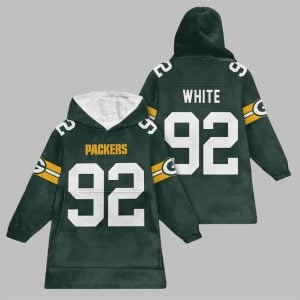2025 White 92 Packers Football Blanket Hoodie 1
