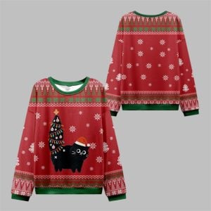 2025 Christmas Purrfectly Festive Cat Ugly Sweater 1 1