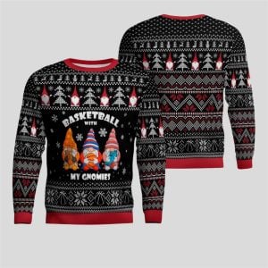 2026 Christmas Basketball With My Gnomies Ugly Sweater 1