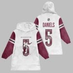 2025 Daniels 5 Commanders Football Blanket Hoodie