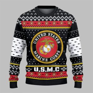 2025 Christmas US MARINES USMC Ugly Christmas Sweater 1