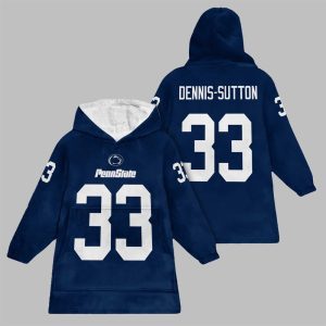 2025 Dennis Sutton 33 Penn State Football Blanket Hoodie 1