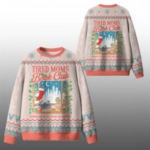 2026 Christmas Tired Moms Book Club Ugly Sweater 1 1