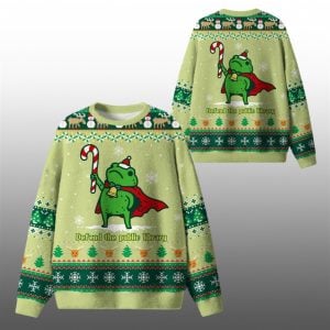 2026 Christmas Frog Defend The Public Library Ugly Sweater 1 1