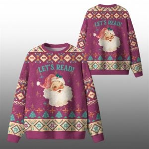 2025 Christmas Santa Let's Read Ugly Sweater