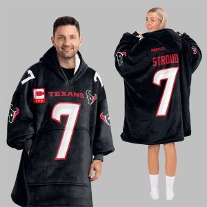 2025 Stroud 7 Captain Texans Football Blanket Hoodie 10